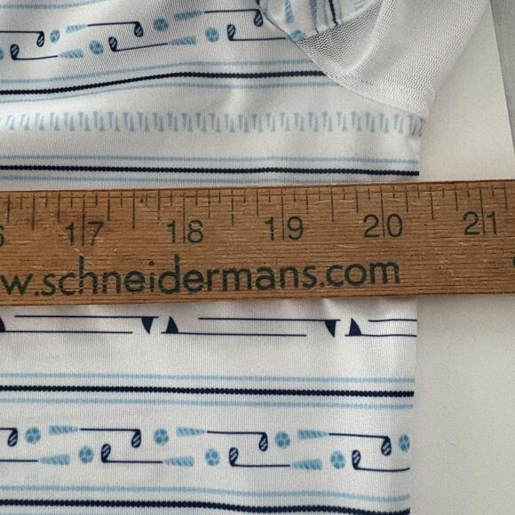 SanSoleil 1/4 Zip Pullover Womens Large Blue White Print UV 50 Golf Pickleball - Picture 13 of 16